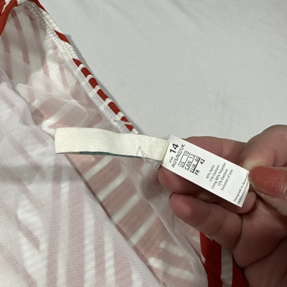 NEW Sea Level [ 10 US ] Mixed Striped High Waisted‎ Bikini Bottom Sun Orange
